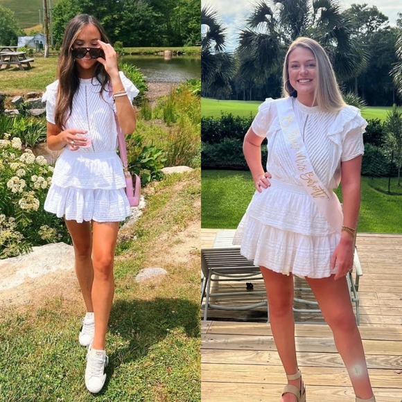 Maia Bergman Mery Mini Dress Eyelet lace Cotton flutter sleeves White Large - Picture 8 of 14